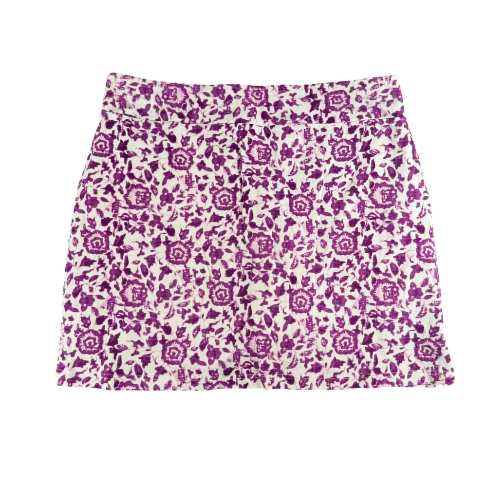 Jones New York Signature Purple White Floral Skort Size L Pockets Stretch Skirt - Picture 6 of 6